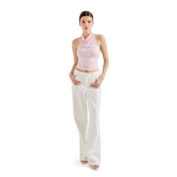 SUUKSESS Women Halter Backless Tank Tops Sexy High Neck Summer Going Out Tops Sleeveless Camisole Tops (Baby Powder,S) Pink