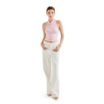 SUUKSESS Women Halter Backless Tank Tops Sexy High Neck Summer Going Out Tops Sleeveless Camisole Tops (Baby Powder,S) Pink