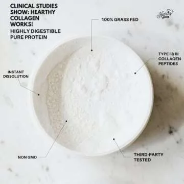 HEARTHY FOODS Collagen Powder - 18g Protein - Pure Halal Collagen Peptides Grass Fed Organic Hydrolyzed Powder | Type I and III Unflavoured Keto Friendly Gluten Free No Sugar Non GMO 16 Oz