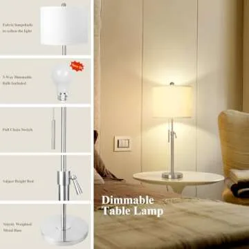 Elegant Adjustable Brushed Nickel Table Lamps Set of 2