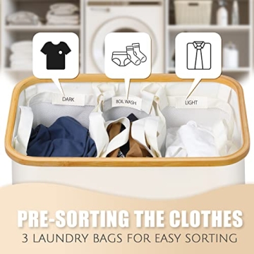 Bathola Laundry Hamper 160L 3-Section Storage Solution