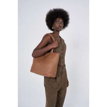 MELOLILA Woven Leather Handbags Large Woven Tote Bag for Women Fashion Woven Purse Vegan Leather Tot...