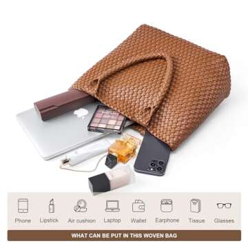 MELOLILA Woven Leather Handbags Large Woven Tote Bag for Women Fashion Woven Purse Vegan Leather Tote