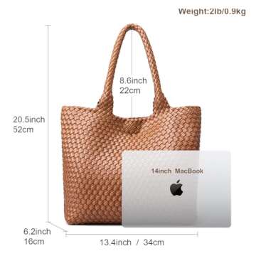 MELOLILA Woven Leather Handbags Large Woven Tote Bag for Women Fashion Woven Purse Vegan Leather Tote
