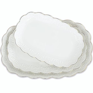 Kassel Ceramic Serving Platter Set | 14”/12”/10” Oval Serving Trays for Entertaining at Partie...