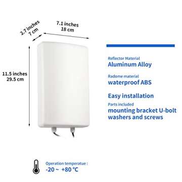 Eifagur 11dBi High Gain Outdoor MIMO 4G LTE 5G Antenna with Dual Cables