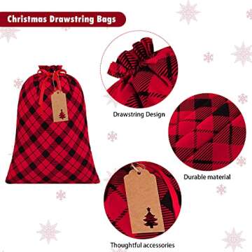 Aneco Buffalo Plaid Gift Bags for Eco-Friendly Wrapping