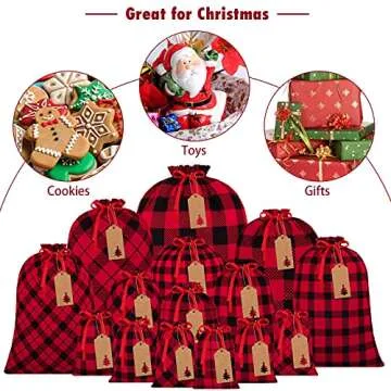Aneco Buffalo Plaid Gift Bags for Eco-Friendly Wrapping