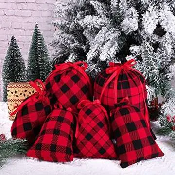Aneco Buffalo Plaid Gift Bags for Eco-Friendly Wrapping