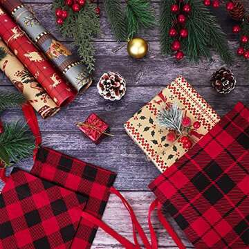 Aneco Buffalo Plaid Gift Bags for Eco-Friendly Wrapping