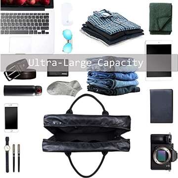 Oversized Travel Duffel Bag, Waterproof Leather Weekend bag Gym Sports Overnight Large Carry On Hand...