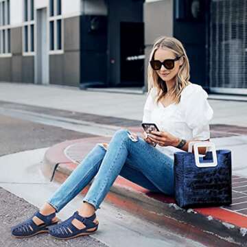 HARENCE Womens Sandals: Comfortable Summer Wedge with Ankle Strap