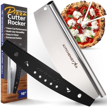 16" Pizza Cutter Rocker Blade with Protective Cover and Versatility