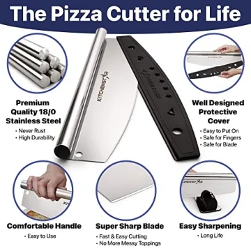 16" Pizza Cutter Rocker Blade with Protective Cover and Versatility