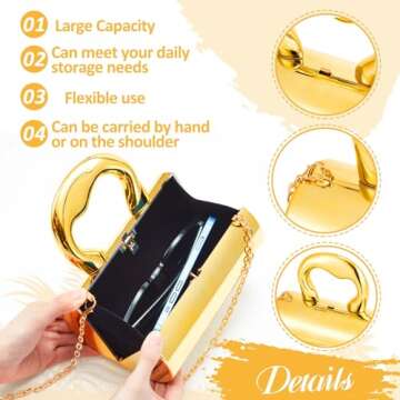 Quelay 3 Pcs Gold Clutch Purse Jewelry Set Clutch Purses for Women Jewelry Sets for Women Formal Acrylic Clutch Bracelet Earrings Silver Accessories for Evening Wedding Prom