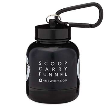 OnMyWhey - Protein Powder and Supplement Funnel Keychain, Portable to-Go Container for The Gym, Workouts, Fitness, and Travel - TSA Approved, Combo 2-Pack w/ 1 Modern & 1 Classic