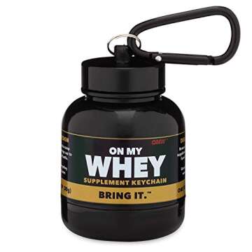 OnMyWhey - Protein Powder and Supplement Funnel Keychain, Portable to-Go Container for The Gym, Workouts, Fitness, and Travel - TSA Approved, Combo 2-Pack w/ 1 Modern & 1 Classic