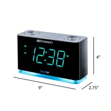 Emerson Smartset Alarm Clock Radio Bluetooth Speaker USB Port