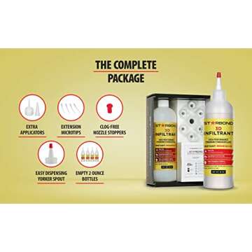 Starbond N/O-05 Odorless Thin, Premium CA Super Glue - Foam Safe INFILTRANT Plus Extra Bottles, Caps, and Microtips, 16 oz. (Bulk Size) (for 3D Printing, Woodturning, Hobby)