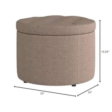 Convenience Concepts Round Shoe Ottoman in Tan Fabric