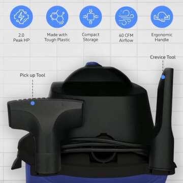 Koblenz WD-2L Portable Wet Dry Vacuum for Home & Car