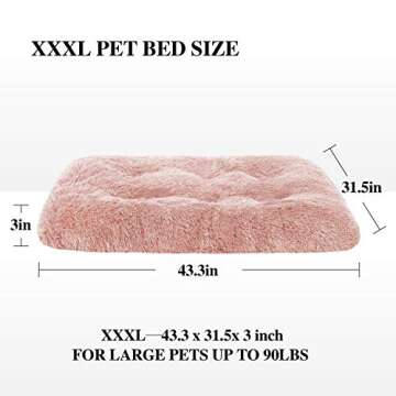 OXS Dog Bed Long Plush Calming Pet Bed, Comfortable Faux Fur Washable Crate Mat with Anti-Slip Backi...