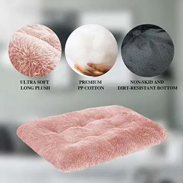 OXS Dog Bed Long Plush Calming Pet Bed, Comfortable Faux Fur Washable Crate Mat with Anti-Slip Backing for Jumbo Large Medium Dogs