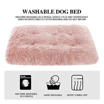 OXS Dog Bed Long Plush Calming Pet Bed, Comfortable Faux Fur Washable Crate Mat with Anti-Slip Backing for Jumbo Large Medium Dogs
