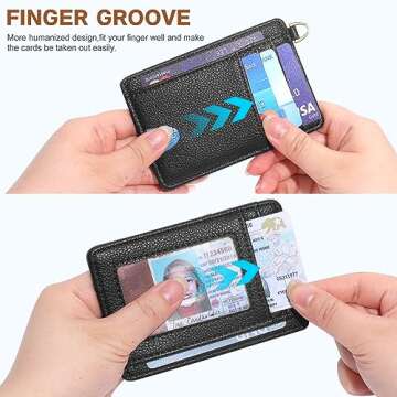 FEITH&FELLY Slim Minimalist Front Pocket Wallet RFID Blocking Credit Card Holder for Men & Women