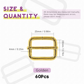 Swpeet 60Pcs Gold Adjuster Buckles for DIY Projects