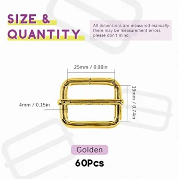Swpeet 60Pcs Gold Adjuster Buckles for DIY Projects