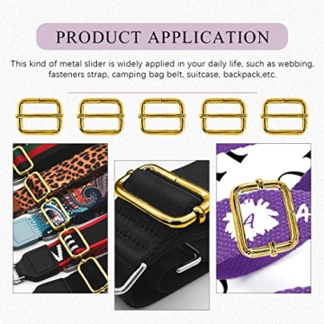 Swpeet 60Pcs Gold Adjuster Buckles for DIY Projects