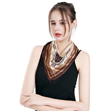 QBSM Womens 23.6 inch Satin Silk Feeling Formal Square Neck Scarf Head Hair Wraps Kerchief