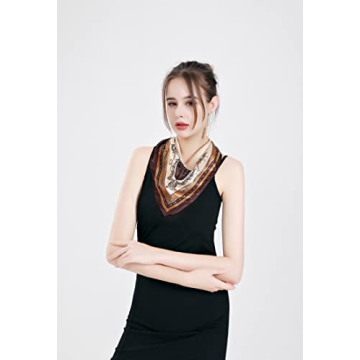 QBSM Women's Satin Silk Feeling Square Neck Scarf