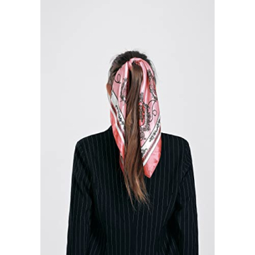 QBSM Women's Satin Silk Feeling Square Neck Scarf