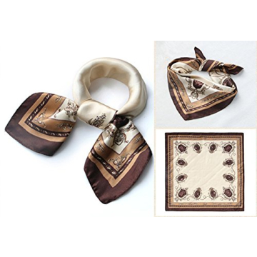 QBSM Women's Satin Silk Feeling Square Neck Scarf