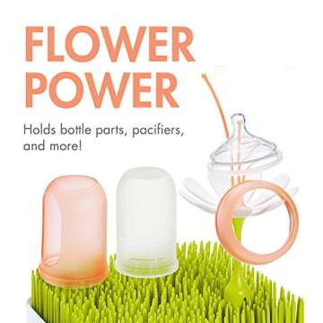 Boon Grass Countertop Drying Rack Bundle - Includes Grass, Stem, and Twig - Capacity for 4 Baby Bottles and Baby Accessories - Baby Bottle-Feeding Supplies - 9.5 x 9.5 x 3