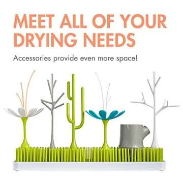 Boon Grass Countertop Drying Rack Bundle - Includes Grass, Stem, and Twig - Capacity for 4 Baby Bottles and Baby Accessories - Baby Bottle-Feeding Supplies - 9.5 x 9.5 x 3