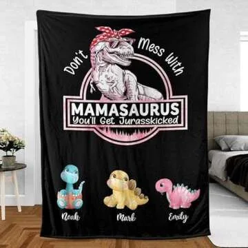 Personalized Don't Mess with Mamasaurus Blanket for Moms