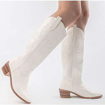 WIRALOMI Women’s Embroidered Western Cowgirl Boots