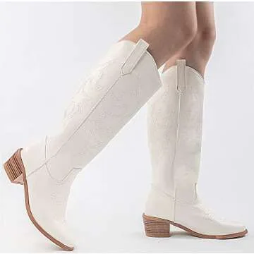 WIRALOMI Women’s Embroidered Western Cowgirl Boots