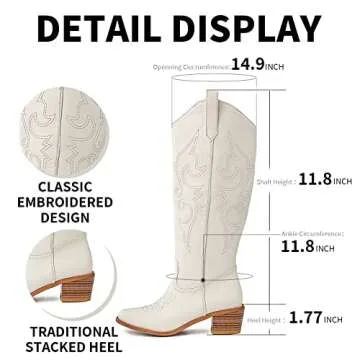 WIRALOMI Women’s Embroidered Western Cowgirl Boots