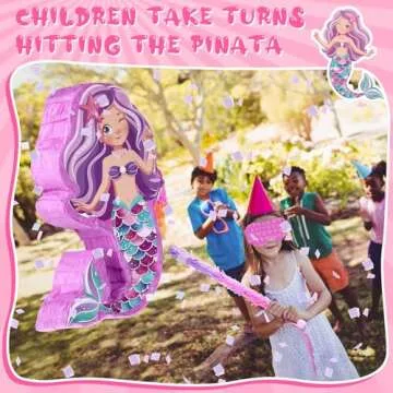 Hungdao 63 Pcs Mermaid Party Favors Mermaid Piñata Hairpin Slap Bracelets Ring Tattoo Sticker Keychain Under the Sea Birthday Party Supplies Classroom Prize Gift Goodie Bag Piñata Stuffers Fillers