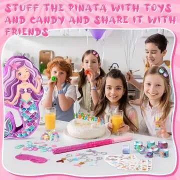 Hungdao 63 Pcs Mermaid Party Favors Mermaid Piñata Hairpin Slap Bracelets Ring Tattoo Sticker Keychain Under the Sea Birthday Party Supplies Classroom Prize Gift Goodie Bag Piñata Stuffers Fillers