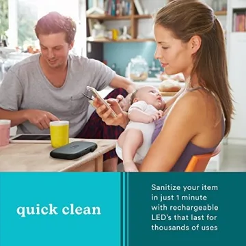 Homedics UV Clean Portable Sanitizer – Rechargeable UV Light Sanitizer and Sterilizer Box - Kills 99.9% of Airborne Contaminates, Fits Masks, Makeup Brushes, Glasses, Cell Phones, Keys, Black