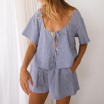 Women Casual Plaid Pajamas Set for Cozy Comfort