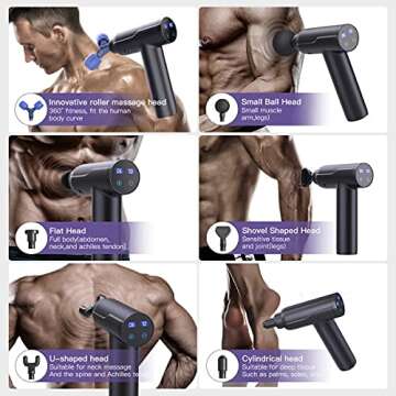 Rexin Scisfuture Massage Gun for Athletes - 6 Heads & 20 Speeds for Pain Relief