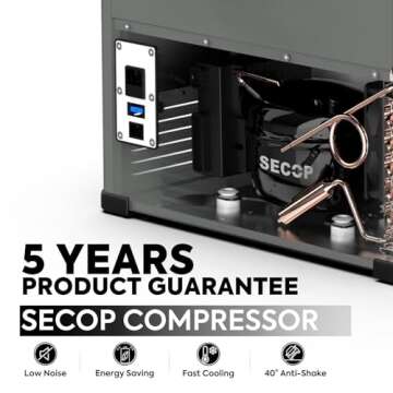 ICECO 68.6 Quart Double Zone Independent Control Portable Car Refrigerator with SECOP Compressor, AC 110V/ DC 12V Freezer for Car, Home, Camping, RV 0°F to 50°F & Freezer Insulated Transit Bag