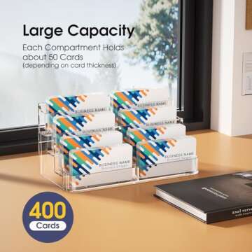 MaxGear Acrylic Business Card Holder - 8 Pocket Business Card Stand for Home & Office