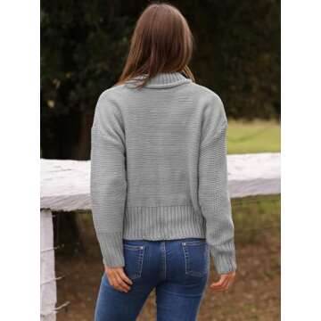 DEEP SELF Women's Casual Pullover Sweater Crew Neck Batwing Long Sleeve Oversized Sweater Chunky Knit Fall Fashion Sweaters Trendy Tops Plus Size Grey